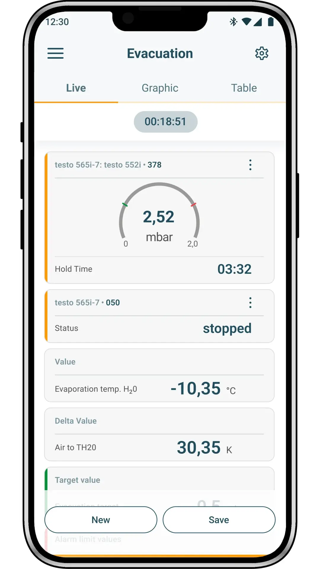testo Smart-app grafik