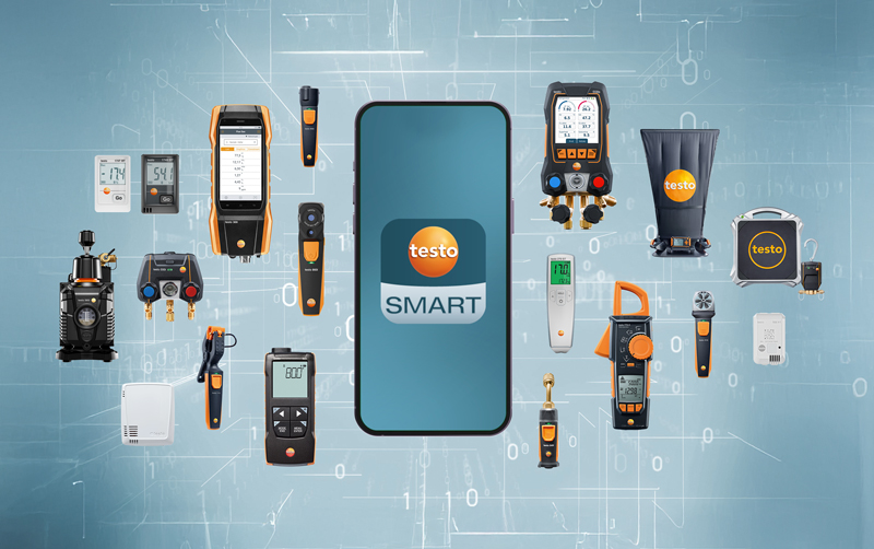 testo Smart-app med mätinstrument