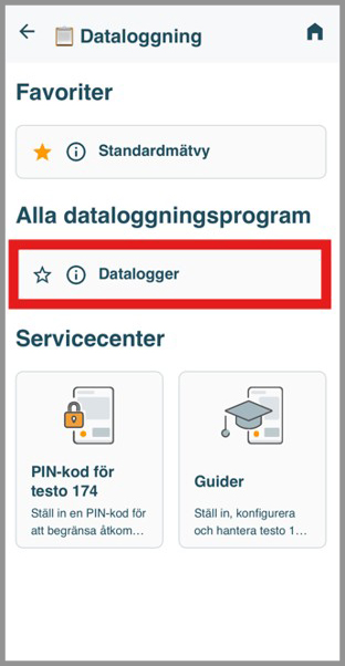 Välj "Datalogger"